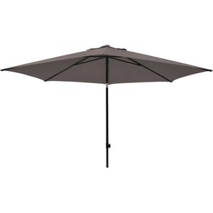 <p>Met de Elba parasol van Madison creëer je eenvoudig een gezellig schaduwplekje in je tuin of op je terras. Deze tuinparasol is voorzien van een handig push-up mechanisme, waardoor hij moeiteloos in- en uitgeklapt kan worden. Zo is de parasol snel klaar voor gebruik!</p>
<p>Daarnaast heeft de Elba parasol een kantel- en voorspanmechanisme. Hiermee kun je het doek van de parasol eenvoudig tegen de zon in kantelen en zorgt het voorspansysteem ervoor dat het doek altijd mooi strak staat. Bovendien is de parasol in hoogte verstelbaar door aan de hendel te draaien.</p>
<p>Het frame van de parasol is gemaakt van roestwerend aluminium, waardoor het duurzaam is en lang meegaat. Het grote ronde doek is gemaakt van 100% polyester met een PA-coating, waardoor de Elba water- en vuilafstotend is. Daarnaast heeft het doek een UPF waarde van 50+, wat betekent dat het uv-bestendig is.</p>
<p>Om te voorkomen dat de parasol wind vangt en omwaait, is deze voorzien van een windvanger. Let op: gebruik altijd een parasolvoet met een minimaal gewicht van 40 kg (parasolvoet niet inbegrepen).</p>
<ul>
  <li>Kleur: taupe</li>
  <li>Materiaal frame: aluminium</li>
  <li>Materiaal doek: 100% polyester (180 gram/m²) met een PA-coating</li>
  <li>Afmetingen parasol: 300 x 250 cm (ø x H)</li>
  <li>Diameter paal: 3,5 cm</li>
  <li>Uv-beschermingsfactor: 50+</li>
  <li>Water- en vuilafstotend</li>
  <li>In hoogte verstelbaar</li>
  <li>Handig kantelmechanisme</li>
  <li>Uniek spansysteem</li>
  <li>Met push-up systeem</li>
  <li>Voorzien van een windvanger</li>
  <li>6 baleinen</li>
  <li>Minimumgewicht van de parasolvoet: 40 kg</li>
</ul>