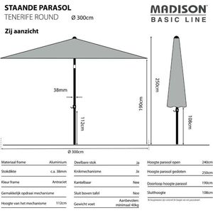 Madison Parasol Tenerife Rond 300 cm Ecru 