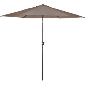 <p>Deze parasol Tenerife uit de Madison BASIC LINE serie is een duurzame en stabiele parasol met een goede prijs-kwaliteitverhouding. De parasol is voorzien van een kantelmechanisme en een slingersysteem voor het gemakkelijk openen en sluiten. Het waterafstotende doek is gemaakt van hoogwaardig 220 gr/m² polyester met PU-coating. De luchtventilatie zorgt ervoor dat de parasol beter bestand is tegen wind. Let op: deze parasol heeft een parasolvoet nodig van minimaal 40 kg (niet inbegrepen) en kan het beste beschermd worden met een Madison parasolhoes (apart verkrijgbaar).</p>
<ul>
  <li>Kleur: taupe</li>
  <li>Materiaal paal: aluminium</li>
  <li>Materiaal balein: staal</li>
  <li>Frame met gepoedercoate afwerking</li>
  <li>Materiaal doek: polyester (220 gram/m²)</li>
  <li>Afmetingen parasol: 300 x 240 cm (ø x H)</li>
  <li>Afmetingen paal: 3,8 cm (ø)</li>
  <li>Balein eindvak</li>
  <li>Eenvoudig rotatiesysteem</li>
  <li>Opzetsysteem met handslinger</li>
  <li>Met enkel ventilatiegat</li>
  <li>Waterafstotend</li>
  <li>Voorzien van een bevestigingsband met klittenbandsluiting</li>
  <li>Materiaal: Polyester: 100%</li>
</ul>