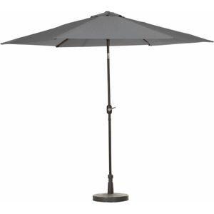 <p>Deze parasol Tenerife uit de Madison BASIC LINE serie is een duurzame en stabiele parasol met een goede prijs-kwaliteitverhouding. De parasol is voorzien van een kantelmechanisme en een slingersysteem voor het gemakkelijk openen en sluiten. Het waterafstotende doek is gemaakt van hoogwaardig 220 gr/m² polyester met PU-coating. De luchtventilatie zorgt ervoor dat de parasol beter bestand is tegen wind. Let op: deze parasol heeft een parasolvoet nodig van minimaal 40 kg (niet inbegrepen) en kan het beste beschermd worden met een Madison parasolhoes (apart verkrijgbaar).</p>
<ul>
  <li>Kleur: grijs</li>
  <li>Materiaal paal: aluminium</li>
  <li>Materiaal balein: staal</li>
  <li>Frame met gepoedercoate afwerking</li>
  <li>Materiaal doek: polyester (220 gram/m²)</li>
  <li>Afmetingen parasol: 300 x 240 cm (ø x H)</li>
  <li>Afmetingen paal: 3,8 cm (ø)</li>
  <li>Balein eindvak</li>
  <li>Eenvoudig rotatiesysteem</li>
  <li>Opzetsysteem met handslinger</li>
  <li>Met enkel ventilatiegat</li>
  <li>Waterafstotend</li>
  <li>Voorzien van een bevestigingsband met klittenbandsluiting</li>
  <li>Materiaal: Polyester: 100%</li>
</ul>