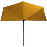 <p>De unieke balkonparasol Sun Wave uit de Madison TOPLINE serie is een duurzame, stabiele en hoogwaardige parasol die perfect is voor in je buitenruimte! Deze parasol kan in hoogte versteld en in meer dan 80 standen gekanteld worden! Hij is perfect voor gebruik op het balkon om je uit de zon en wind te houden.</p>
<p>Deze parasol heeft een waterafstotend doek met volant gemaakt van hoogwaardig 220 gr/m² polyester met PA-coating. Hij beschermt tot wel 2.000 uur tegen uv-stralen aangezien hij een UPF factor van 50+ heeft! Houd er rekening mee dat deze parasol een parasolvoet nodig heeft van minimaal 30 kg of een Madison balkonbeugel (niet inbegrepen).</p>
<p>De Sun Wave wordt het beste beschermd met een Madison parasolhoes die apart verkrijgbaar is.</p>
<ul>
  <li>Kleur: goudgeel</li>
  <li>Materiaal paal: aluminium</li>
  <li>Materiaal balein: staal</li>
  <li>Frame met gepoedercoate afwerking</li>
  <li>Materiaal doek: stof (220 gram/m²) met PA-coating</li>
  <li>Afmetingen parasol: 270 x 150 x 240 cm (L x B x H)</li>
  <li>Afmeting paal: 48 x 4,65 cm (L x B)</li>
  <li>Balkonparasol</li>
  <li>Doet ook dienst als windscherm</li>
  <li>In hoogte verstelbaar</li>
  <li>Meer dan 80 standen</li>
  <li>Uv-beschermingsfactor: 50+</li>
  <li>Waterafstotend</li>
  <li>Kan gemonteerd worden op balkon met balkonklem (apart verkrijgbaar)</li>
  <li>Suggestie: de parasolvoet moet minimaal 30 kg zijn. Als alternatief kan je de Sun Wave balkonklem gebruiken.</li>
  <li>Voorzien van een bevestigingsband met klittenbandsluiting</li>
</ul>