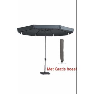 Parasol rond 350 cm Grijs met Gratis hoes! Topkwaliteit ronde parasol van Madison
