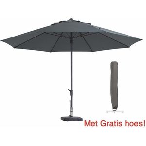 Luxe parasol rond 400 cm Grijs met hoes | Topkwaliteit parasol
