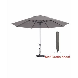 Luxe parasol rond 400 cm taupe met hoes | Topkwaliteit parasol
