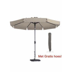 Parasol Rond 300cm Ecru Madison Flores met hoes | Topkwaliteit ronde en kantelbare parasol