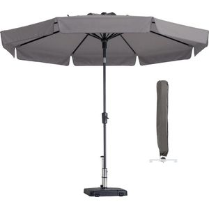 Parasol Rond Taupe 300cm met hoes | Madison Flores | Topkwaliteit kantelbare en ronde parasol