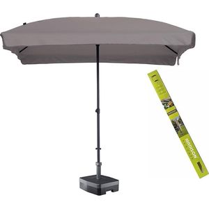 Rechthoekige parasol taupe met voet en hoes! Madison Patmos 210 x 140 cm