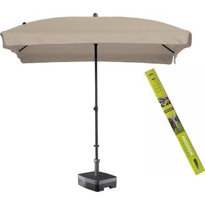 Parasol rechthoek ecru met voet en hoes! Madison Patmos 210 x 140 cm