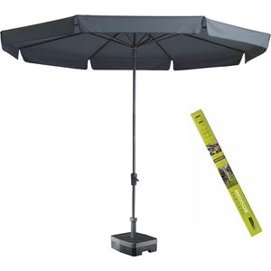 Parasol rond grijs met voet en hoes! Madison Syros 350 cm