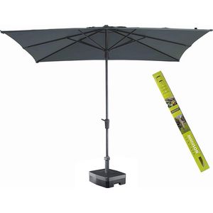 Parasol vierkant grijs met voet en hoes! Madison Syros 280 x 280 cm