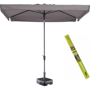 Parasol rechthoek taupe met voet en hoes! Madison Delos 300 x 200 cm | Kantelbare en rechthoekige parasol