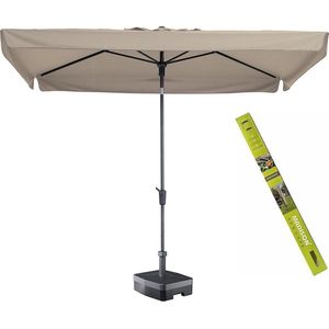 Parasol Rechthoek Ecru met voet en hoes! Madison Delos 300 x 200 cm | Complete rechthoekige parasol voor in de tuin | Kantelbaar en 100% Polyestere