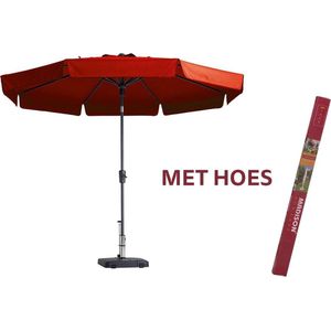 Madison parasol Flores Brick Red 300 cm met hoes | Topkwaliteit kantelbare en ronde parasol