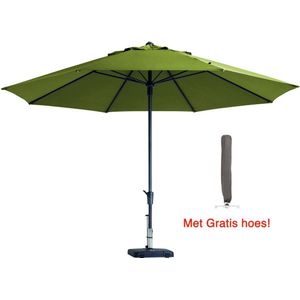 Luxe parasol rond 400 cm Sage groen met hoes! Topkwaliteit parasol