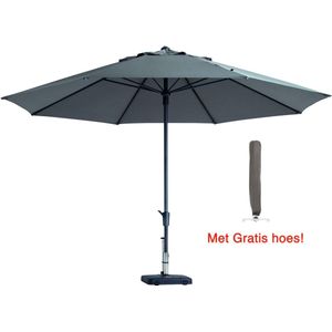 Luxe ronde parasol 400 cm lichtgrijs met hoes!