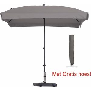 Luxe Parasol rechthoek taupe 210 x 140 cm met hoes