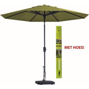 Ronde parasol Sage groen met hoes 300 cm