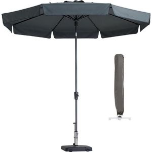 Parasol Rond Grijs 300cm met hoes | Madison Flores | Topkwaliteit kantelbare en ronde parasol