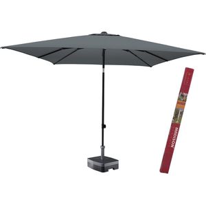 Parasol Rechthoek met voet en hoes | Kantelbare en rechthoekige parasol Grijs | Madison Corsica 200 x 250 cm