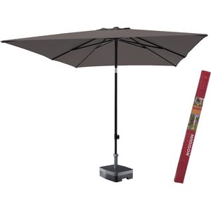 Vierkante parasol met voet en hoes taupe | Madison Moraira 230 x 230 cm parasol vierkant en kantelbaar