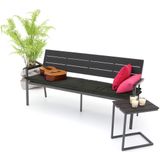 Madison - Tuinbankkussen - Rib Zwart - 180x48 cm
