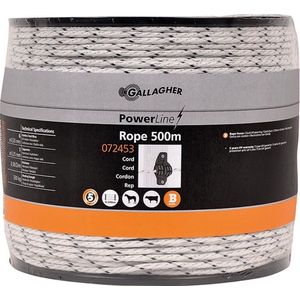 Schrikdraad koord voor paarden Gallagher PowerLine wit 500mtr