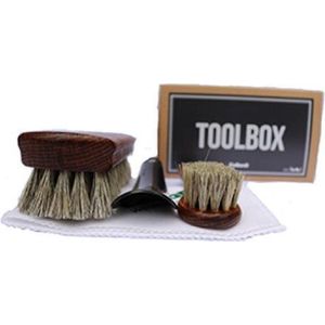 Schoenpoets borstel set - Collonil Toolbox - Luxe houten borstels voor duur leder behandeling