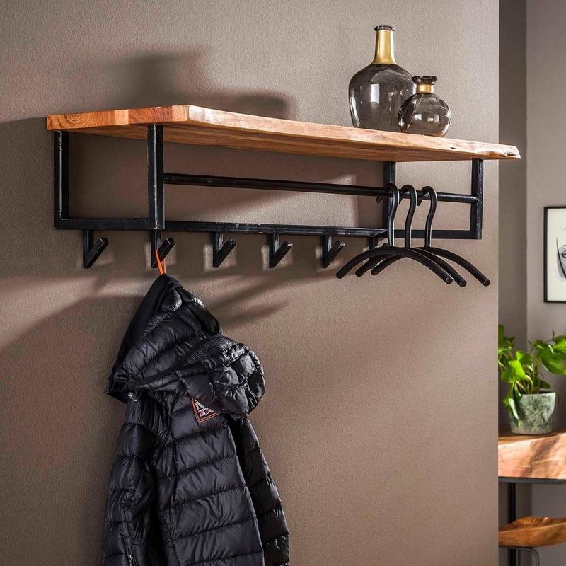 by fonQ - Edge - Wandkapstok - Acaciahout - Metaal - Stoere Look