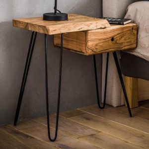 Boomstam - Nachtkastje - Bruin - Hout - 1 Lade