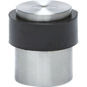AXA Deurstopper (model FS35) Geborsteld RVS met rubber (Zwart): Vloermontage.