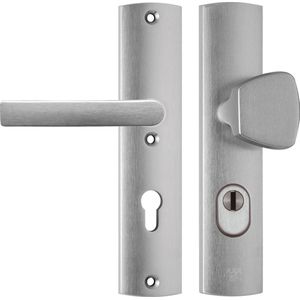 AXA Veiligheidsbeslag (Curve Plus) Aluminium geslepen: Knop-Kruk (model S/Blok) PC72 met kerntrekbeveiliging SKG***