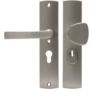 AXA Veiligheidsbeslag (Curve Plus) Inox geslepen: Knop-Kruk (model S/Blok) PC55 met kerntrekbeveiliging SKG***