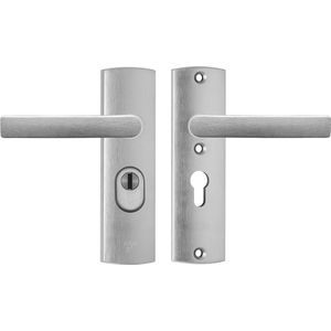 AXA Veiligheidsbeslag (Curve Plus) Kortschild Aluminium geslepen: Kruk-Kruk (model Blok) PC55 met kerntrekbeveiliging SKG***