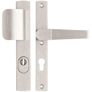 Veiligheidsbeslag Premium smal D-duwer+kruk Arrow PC72 anti-kerntrek/omkeerbaar/242X38x15/alu. gesl. F1/SKG3 PC72