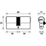 AXA cilinder met keersleutel SKG** 30-30mm gelijksluitend* (3 Stuks)