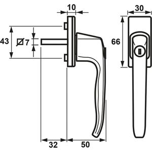 AXA draai-kiep raamkruk met slot SKG** 7x32mm zwart SKG**