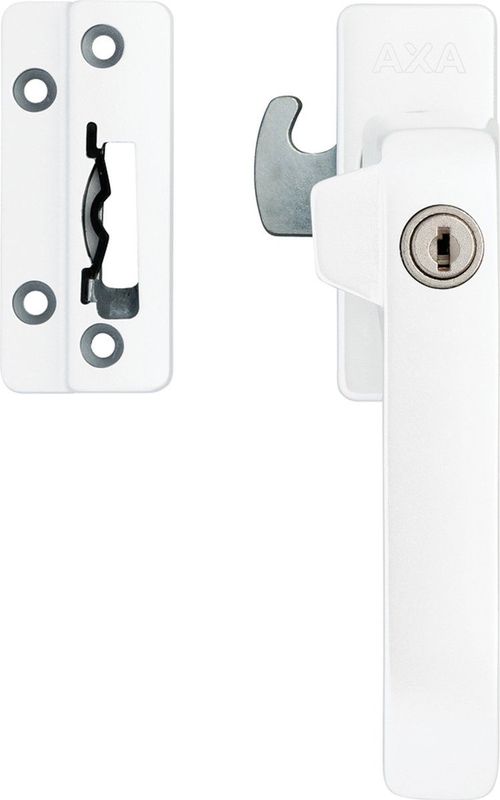 AXA Veiligheids Raamsluiting (model 3329) Wit: Afsluitbaar met cilinderslot, rechts naar buiten draaiend. SKG*