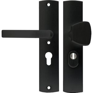 AXA Veiligheidsbeslag (Curve Plus) Zwart geslepen: Knop-Kruk (model S/Blok) PC55 met kerntrekbeveiliging SKG***