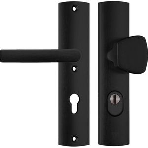 AXA Veiligheidsbeslag (Curve Plus) Zwart geslepen: Knop-Kruk (model S/Blok) PC72 met kerntrekbeveiliging SKG***