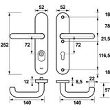 AXA Veiligheidsbeslag (Oval Plus) Aluminium glad: Kruk-Kruk PC72 (model U) met kerntrekbeveiliging SKG***