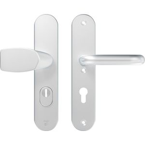 AXA veiligheidsbeslag knop/kruk - SKG*** met kerntrekbeveiliging - Oval Plus Wing-knop kruk U - PC72 - alu. F1