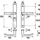 AXA Veiligheidsbeslag Edge Plus smal kruk Blok PC55 anti-kerntre aluminium naturel PC55