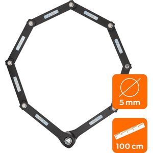 AXA Fold Lite 100 - Vouwslot - Fietsslot - Voor elk type Fiets – Licht Gewicht - Met Houder - 100 cm lang - Zwart