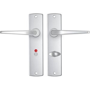AXA Binnendeurbeslag set (Curve) Aluminium: Kruk (model Duim) op schild voor toilet/badkamer TL63-8