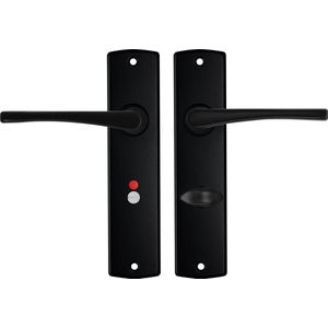 AXA Binnendeurbeslag set (Curve) Zwart: Kruk (model Vlinder) op schild voor toilet/badkamer TL63-8