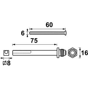 AXA - Verlengset Wisselstift - Boutenset M6x60 - RVS