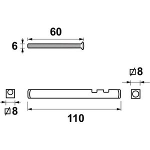 AXA - Verlengset Krukstift - RVS - 110mm Stift - M6x60 Bouten