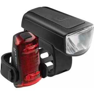AXA Dwn 50 Lux Set - LED Fietslampjes Voor en Achter - Fietsverlichting USB Oplaadbaar - Achterlicht met remlichtfunctie