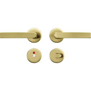 AXA Deurbeslag set Binnendeur - Klik Blok - Deurkruk Goud - voor toilet/badkamer - Deurklink met ronde rozet