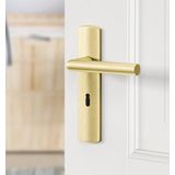 AXA Curve Klik Deurbeslagset Binnendeur - SL55 - Kruk Milan op schild met sleutelgat - Goud geslepen